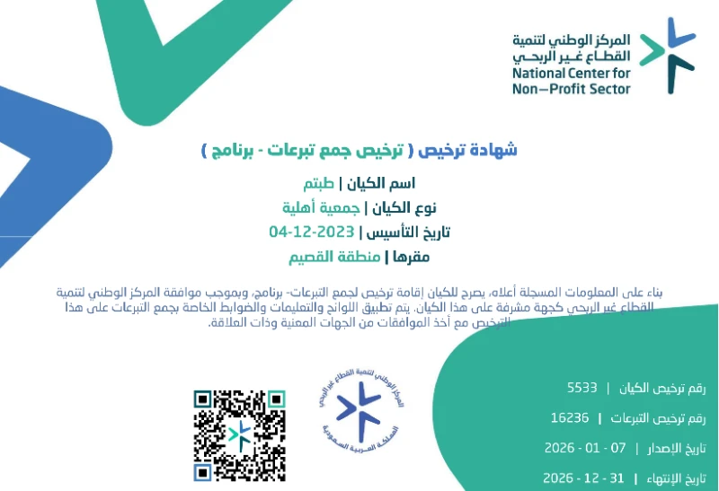 جهة الترخيص